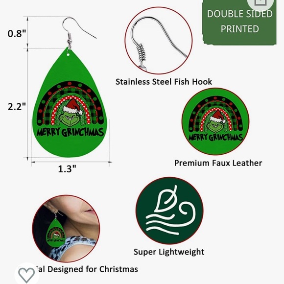 BELIEVE Earrings Grinch Christmas - Picture 4 of 14